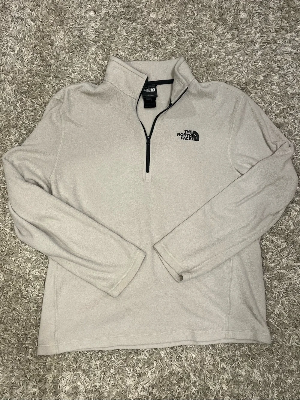 The North Face Men's Light Beige/Off-White Quarter-Zip Fleece Pullover